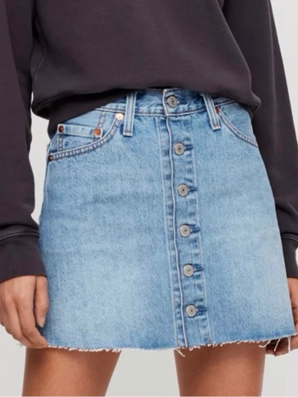 Levi's Light Blue Button-Front Denim Mini Skirt